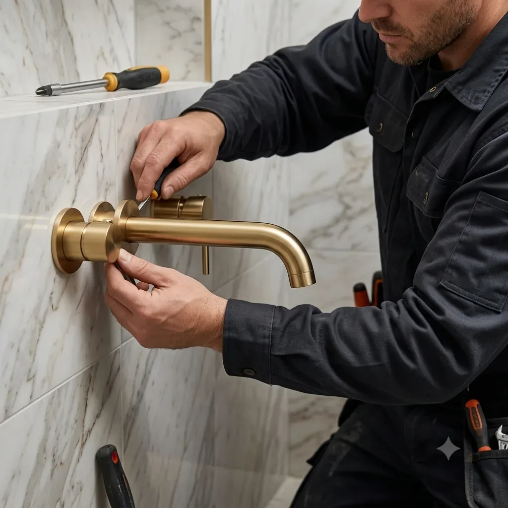 Fixture installation for bathroom renovation