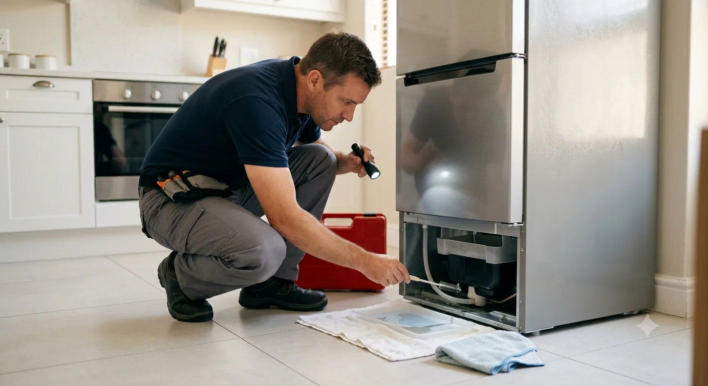 What causes water leakage from a fridge?