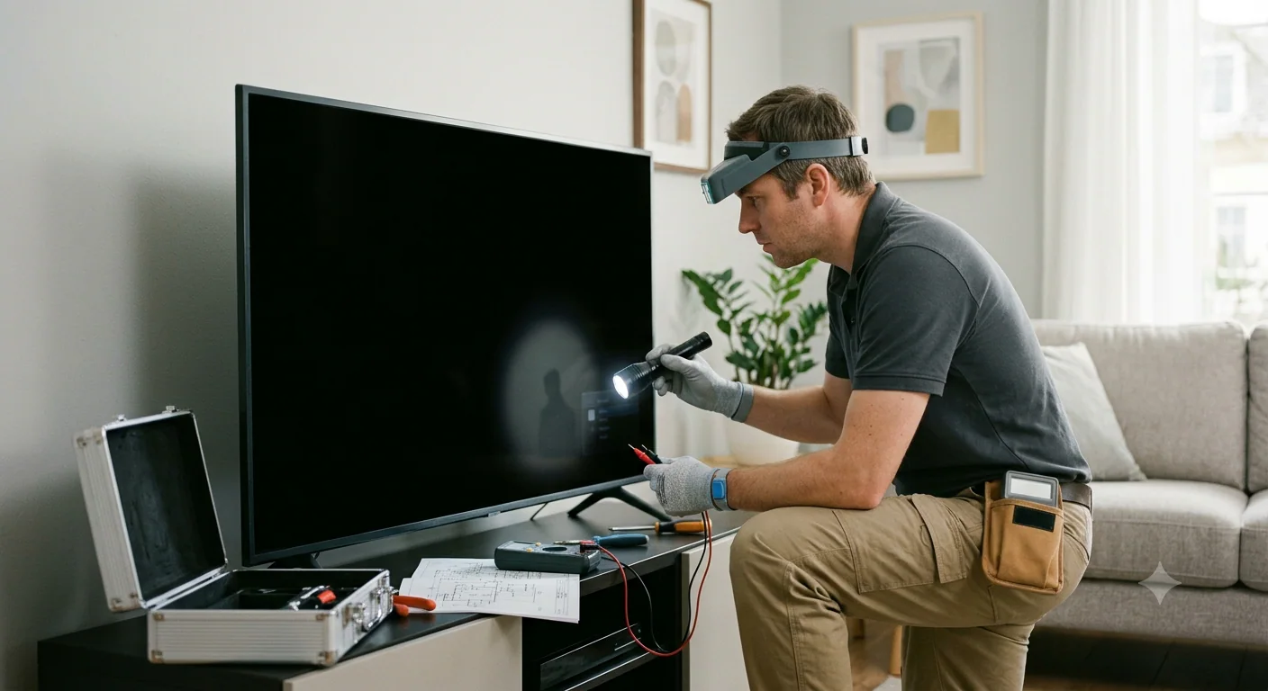 Why is my TV screen black but sound works?